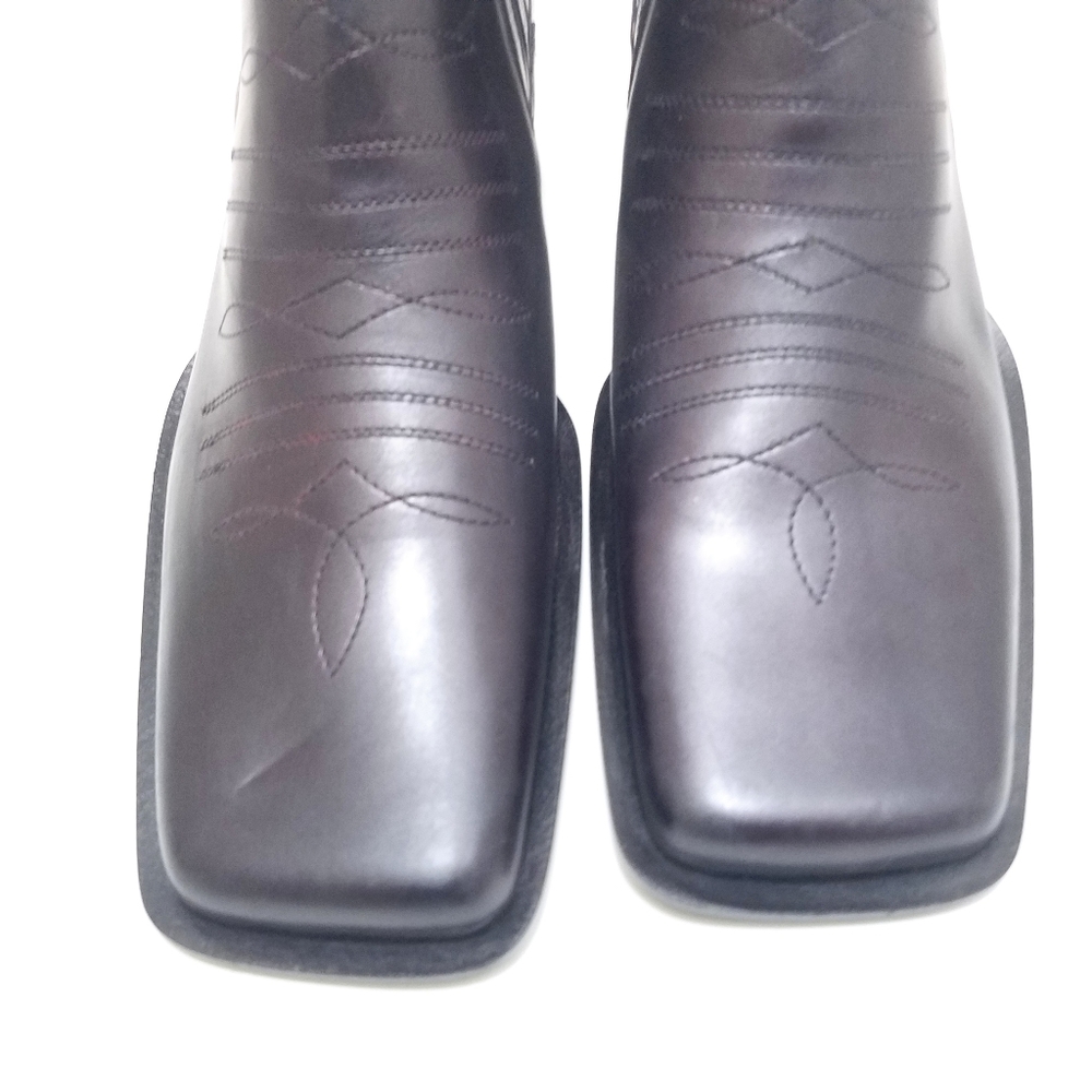 Vivien Lee Italian Made Leather Block Heel Boots Women's Size 8 - Picture 6 of 12